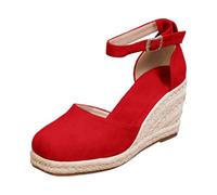 Generisch Sandali estivi da donna, con zeppa, ortopedici, da spiaggia, da trekking, con zeppa, antiscivolo, per la città, tutti i giorni, Colore: rosso, 35 EU