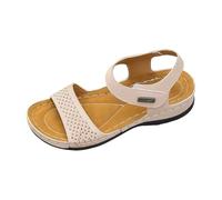 Generisch Sandali estivi da donna, con zeppa, sandali aperti, eleganti, alla moda, leggeri, traspiranti, sandali estivi larghi, per il tempo libero, la spiaggia, beige., 37 EU