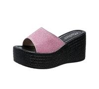Generisch Sandali estivi da donna con zeppa, suola spessa, design a bocca di pesce, tinta unita o multicolore, scarpe per il tempo libero alla moda per giornate calde, comode con aspetto elegante