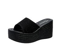 Generisch Sandali estivi da donna con zeppa, suola spessa, design a bocca di pesce, tinta unita o multicolore, scarpe per il tempo libero alla moda per giornate calde, comode con aspetto elegante
