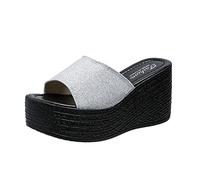 Generisch Sandali estivi da donna con zeppa, suola spessa, design a bocca di pesce, tinta unita o multicolore, scarpe per il tempo libero alla moda per giornate calde, comode con aspetto elegante