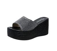 Generisch Sandali estivi da donna con zeppa, suola spessa, design a bocca di pesce, tinta unita o multicolore, scarpe per il tempo libero alla moda per giornate calde, comode con aspetto elegante
