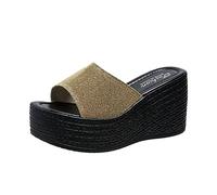 Generisch Sandali estivi da donna con zeppa, suola spessa, design a bocca di pesce, tinta unita o multicolore, scarpe per il tempo libero alla moda per giornate calde, comode con aspetto elegante