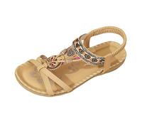 Generisch Sandali estivi da donna, eleganti, infradito, comodi, piatti, ortopedici, con plantare, traspiranti, per spiaggia, vacanze, tempo libero, giallo., 36 EU