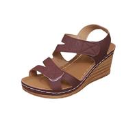 Generisch Sandali estivi da donna novità, comodi, alla moda, stile retrò, etnico, leggeri, per vacanze in spiaggia, con tacco elastico, sandali piatti da donna bianchi eleganti per la spiaggia e le