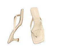 Generisch Sandali francesi con cinturini da donna, infradito minimaliste con tacchi alti per abiti estivi, comode ed eleganti scarpe da esterno dal design elegante, bianco, 36 EU