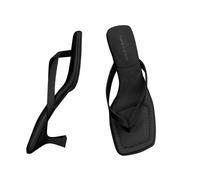 Generisch Sandali francesi con cinturini da donna, infradito minimaliste con tacchi alti per abiti estivi, comode ed eleganti scarpe da esterno dal design elegante, Nero , 36 EU