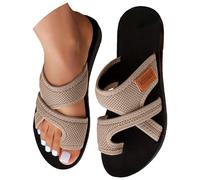 Generisch Sandali ortopedici da donna, comodi sandali piatti, traspiranti, Bunicorrection Sliders in rete, sandali da spiaggia, cachi, 39 EU