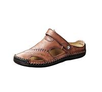 Generisch Sandali ortopedici da uomo boho scarpe comode e lavabili Slingback Ortopedica Slide Traspirante Sandali alla moda Pantofole Spiaggia Vacanze Sandalo con plateau Sandali, Colore: rosso, 46 EU