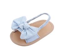 Generisch Sandali per bambine con fiocco, per camminare a piedi nudi, suola antiscivolo per primi passi, 0-18 mesi, leggeri e flessibili per bambini piccoli, Blu, 6-12 mesi