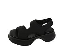 Generisch Sandali per il tempo libero, leggeri, comodi, estivi, eleganti e belli, da donna, estivi, lavabili, sandali ortopedici, antiscivolo, sandali con plateau traspiranti, Nero , 38 EU