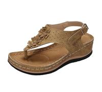 Generisch Sandali piatti da donna con zeppa con suola spessa, sandali infradito alla moda con piede correttivo, giallo., 40 EU