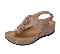 Generisch Sandali piatti da donna con zeppa con suola spessa, sandali infradito alla moda con piede correttivo, Colore: rosa., 37 EU