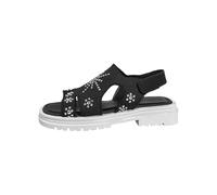 Generisch Sandali piatti da donna estivi - scarpe aperte, eleganti, comodi, larghi, con strass, per il tempo libero, tutti i giorni, Nero , 37 EU