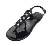Generisch Sandali stagionali Jelly con design per spiaggia, tempo libero, casual, multicolore, sandali piatti per il comfort quotidiano nella vita di tutti i giorni, Nero , 42 EU