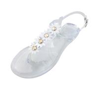 Generisch Sandali stagionali Jelly con design per spiaggia, tempo libero, casual, multicolore, sandali piatti per il comfort quotidiano nella vita di tutti i giorni, trasparente, 36 EU