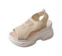 Generisch Sandali traspiranti da donna sandali alla moda con plateau in rete traspirante, comode ed eleganti scarpe estive per la prossima stagione., cachi, 40 EU
