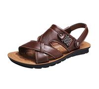 Generisch Sandali traspiranti per esterni sandali da uomo scarpe in pelle moda da spiaggia sandali da uomo, marrone, 46 EU