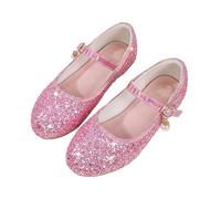 Generisch Scarpe antiscivolo per bambini, per matrimonio, con tacco basso, con brillantini, taglia 32, Colore: rosa., 33 EU Stretta