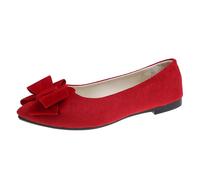 Generisch Scarpe ballerine da donna con tacco, punta a punta e fiocco, morbide, piatte, effetto camoscio, per tutti i giorni, lavoro e tempo libero, scarpe estive leggere per primavera, estate e