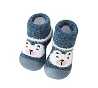 Generisch Scarpe Bambino 18 Calzini Scarpe Bambino WarmThe Floor Calzini Antiscivolo Prewalker Scarpe Sneaker 25 Ragazze, Blu marino, 21 EU