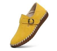 Generisch Scarpe basse da donna, comode, con piedi larghi, alla moda, antiscivolo, per il tempo libero, leggere, slip, scarpe da donna, scarpe da sera singole, casual, alla moda, giallo., 37.5 EU