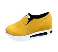 Generisch Scarpe basse da donna eleganti in rete, con piedi larghi, traspiranti, per il tempo libero, alla moda, stile retrò, scarpe da passeggio, scarpe sportive per il tempo libero, giallo., 38.5 EU