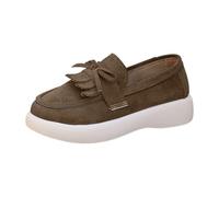 Generisch Scarpe basse da donna Mary Jane, con fiocco, nappe, in pizzo, mocassini, comode, leggere, per il tempo libero, da passeggio, suola piatta, in pelle scamosciata, per il tempo libero, Z1