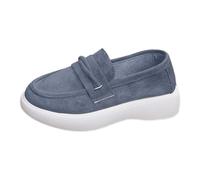 Generisch Scarpe basse da donna Mary Jane, con fiocco, nappe, in pizzo, mocassini, comode, leggere, per il tempo libero, da passeggio, suola piatta, in pelle scamosciata, per il tempo libero, Z2 blu