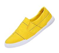 Generisch Scarpe basse in lino, da uomo, casual, comode, espadrilles, traspiranti, piatti, morbide, comode, classiche, leggere, per il tempo libero, Giallo G, 38 EU