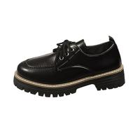 Generisch Scarpe casual da donna, alla moda, tinta unita, con lacci, Mary Jane, comode mocassini per ogni suola robusta con profilo antiscivolo, versatili e combinabili, Nero , 40 EU