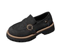 Generisch Scarpe casual da donna, alla moda, tinta unita, con plateau Mary-Jane, comode scarpe da passeggio in pelle per la passeggiata quotidiana, Nero , 41 EU