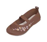 Generisch Scarpe casual da donna per uso quotidiano, design a rete traspirante ricamato ideale per lo stile quotidiano con i jeans. Suola piatta per un comfort tutto l'anno., caffè, 38 EU