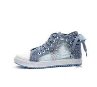 Generisch Scarpe casual da donna, traspiranti, con lacci, comode scarpe da trekking per tutti i giorni, design a rete alla moda, perfette con jeans, indossabili tutto l'anno, Celeste., 39 EU