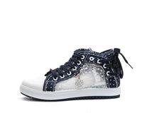Generisch Scarpe casual da donna, traspiranti, con lacci, comode scarpe da trekking per tutti i giorni, design a rete alla moda, perfette con jeans, indossabili tutto l'anno, Blu scuro, 37 EU
