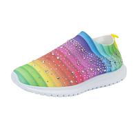 Generisch Scarpe casual da donna, traspiranti, mesh, da infilare, comode scarpe da corsa piatte per abiti quotidiani con jeans, indossabili tutto l'anno, multicolore, 38 EU