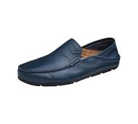 Generisch Scarpe casual da uomo in pelle, scarpe da ginnastica da uomo, unisex, classiche, mocassini, basse, in ecopelle, per il tempo libero, scarpe sportive, Blu, 46 EU