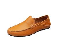 Generisch Scarpe casual da uomo senza lacci, scarpe da lavoro da uomo, in pelle nera, leggere, traspiranti, piatte, antiscivolo, tinta unita, suola morbida, giallo., 47 EU