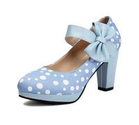 Generisch Scarpe con tacco tradizionale da donna, modelli raffinati ed eleganti con tacco a blocco, senza tempo, per tutti i giorni, tempo libero, occasioni speciali, Blu, 36 EU