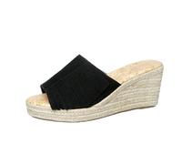 Generisch Scarpe con zeppa Dita Pantofole per le Donne Casual Pantofole Vestibilità Classica Sandali Slipper Più 071, Nero , 35 EU