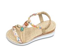 Generisch Scarpe da bagno da donna eleganti sandali da donna per il comfort quotidiano in vacanza, in spiaggia e al lavoro. Punta aperta, design alla moda, versatili e adatti per l'estate., beige., 37