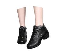 Generisch Scarpe da ballo da donna, corte, da balerina, per il tempo libero, comode, da donna, alla moda, con tacco a blocco, alla caviglia, per il tempo libero, Nero , 37 EU