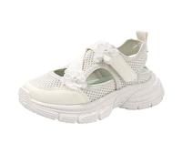 Generisch Scarpe da bambina lavorate a maglia, sandali con punta chiusa, applicazioni in rete, cinturino regolabile, traspiranti e leggere, scarpe estive per