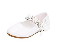 Generisch Scarpe da bambina Mary Jane Scarpe basse da principesse, ballerine, scarpe da scuola piatte con fiocco per neonati/bambini/grandi bambini, bianco, 35 EU
