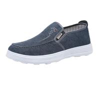 Generisch Scarpe da barca da uomo estive in tessuto nero classico scarpe da uomo leggere slip on tela scarpe comode scarpe casual antiscivolo scarpe da lavoro suola piatta scarpe casual, Blu, 41 EU