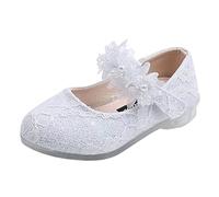 Generisch Scarpe da battesimo da bambina 27 scarpe da principessa con glitter per bambini, scarpe basse con perla e fiore in , scarpe da principessa per compleanno, scarpe da sera carine Mary Janes