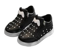 Generisch Scarpe da calcio per bambini senza lacci, per bambini, suola antiscivolo, scarpe da trekking flessibili, scarpe da trekking, stabili, comode e morbide, Nero , 36 EU