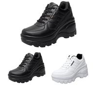 Generisch Scarpe da corsa da donna in pelle, impermeabili, per il tempo libero, con zeppa, scarpe sportive comode, con arco plantare Chunky Dad Sneaker in memory foam, scarpe da ginnastica sportive