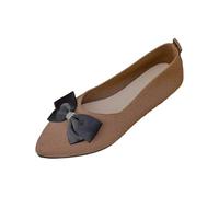 Generisch Scarpe da corsa da uomo e donna, senza tempo, ballerine casual con fiocco, giornata comoda, facile da infilare, versatili per l'ufficio e il tempo libero, marrone, 39 EU