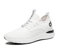 Generisch Scarpe da corsa da uomo in rete, traspiranti, per il trail, per la corsa su strada, per attività all'aria aperta, 6 cm, leggere, per il fitness, da trekking, 1 bianco, 6 cm, 38.5 EU